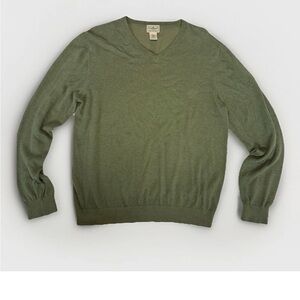 LL Bean Cotton Blend Sweater V Neck Long Sleeve Green Men’s Sz L  Preppy Classic